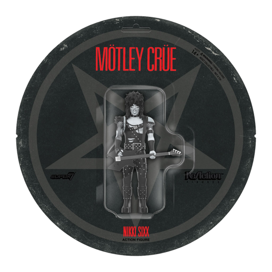 Super7 x Mötley Crüe - Nikki Sixx (Shout At The Devil B&W) ReAction Figure - Mainstay Entertainment