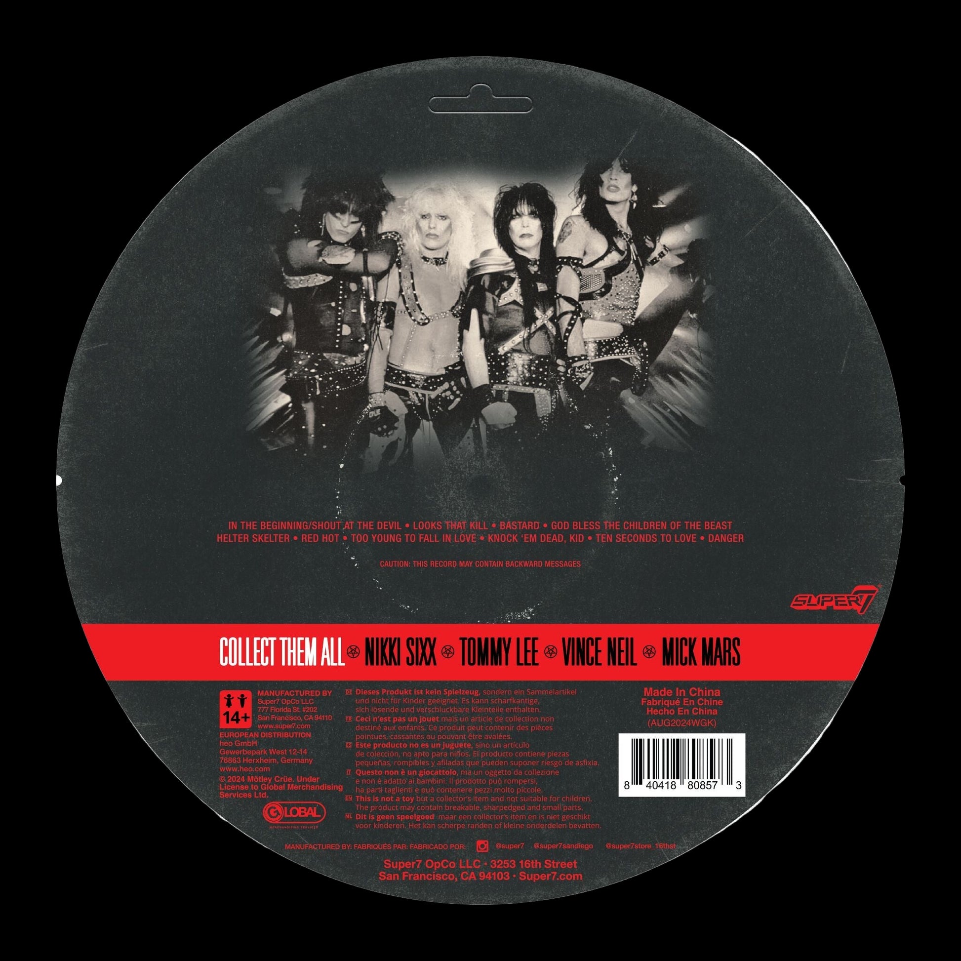 Super7 x Mötley Crüe - Vince Neil (Shout At The Devil B&W) ReAction Figure - Mainstay Entertainment