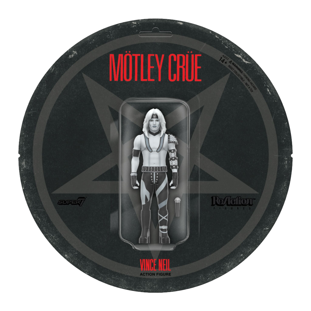 Super7 x Mötley Crüe - Vince Neil (Shout At The Devil B&W) ReAction Figure - Mainstay Entertainment