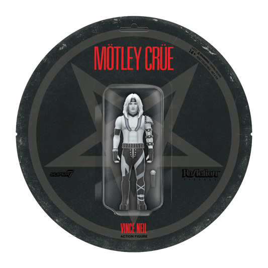 Super7 x Mötley Crüe - Vince Neil (Shout At The Devil B&W) ReAction Figure - Mainstay Entertainment