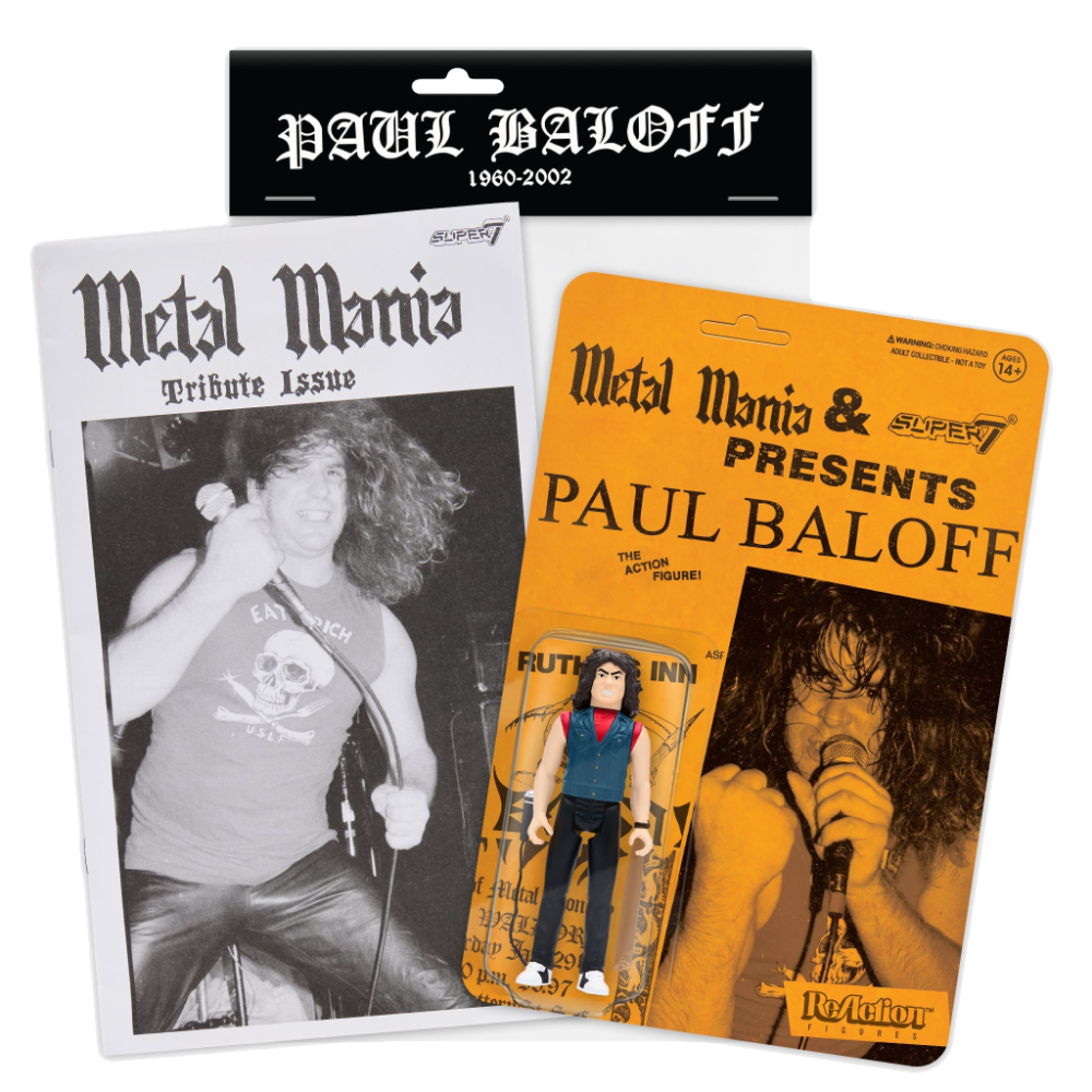 Super7 x Metal Mania Fanzine - Paul Baloff  ReAction Figure Bundle - Mainstay Entertainment