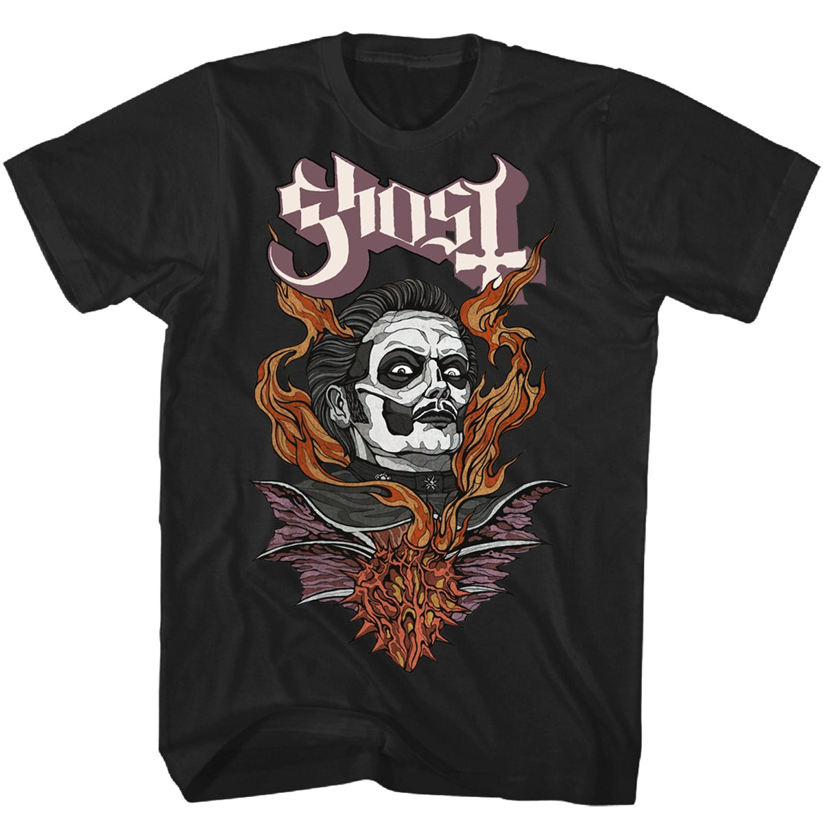 GHOST "CARDINAL COPIA FLAMING FACE" T-SHIRT Revolver Magazine