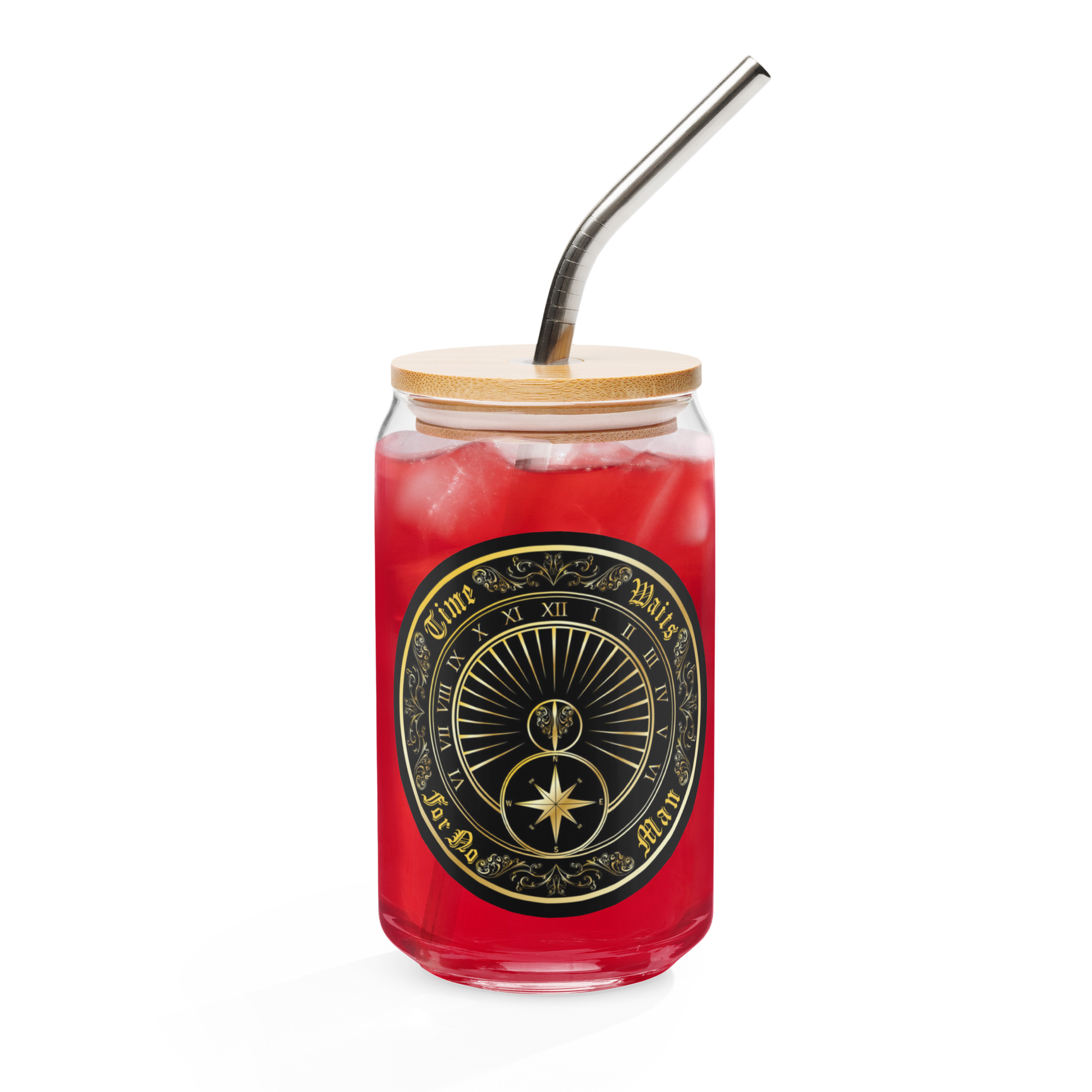 Time Waits For No Man "Sundial" Can-Shaped Glass - Mainstay Entertainment