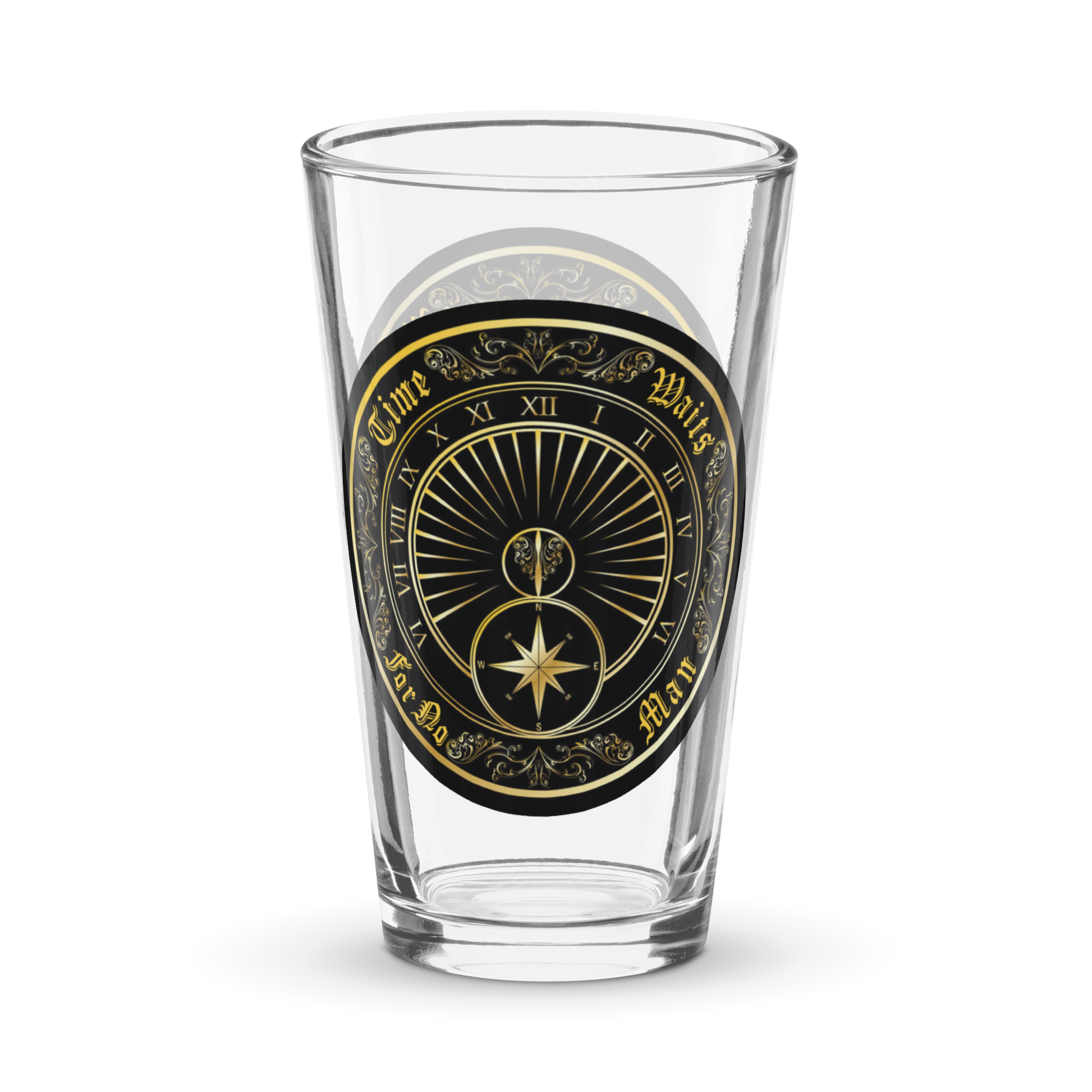 Time Waits For No Man "Sundial" Pint Glass - Mainstay Entertainment