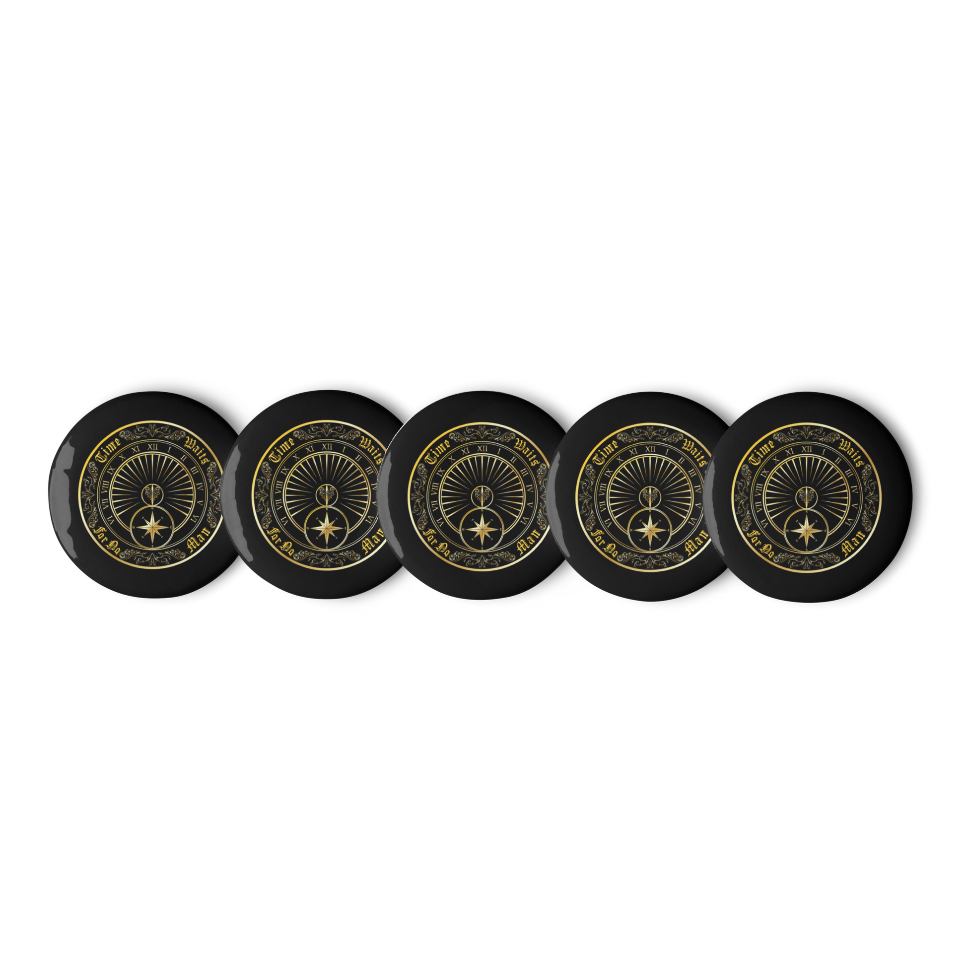 Time Waits For No Man "Sundial" Set of (5) Buttons - Mainstay Entertainment