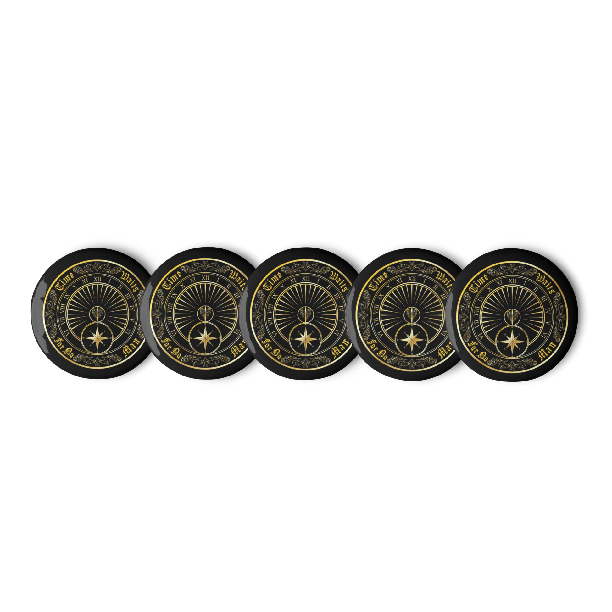 Time Waits For No Man "Sundial" Set of (5) Buttons - Mainstay Entertainment