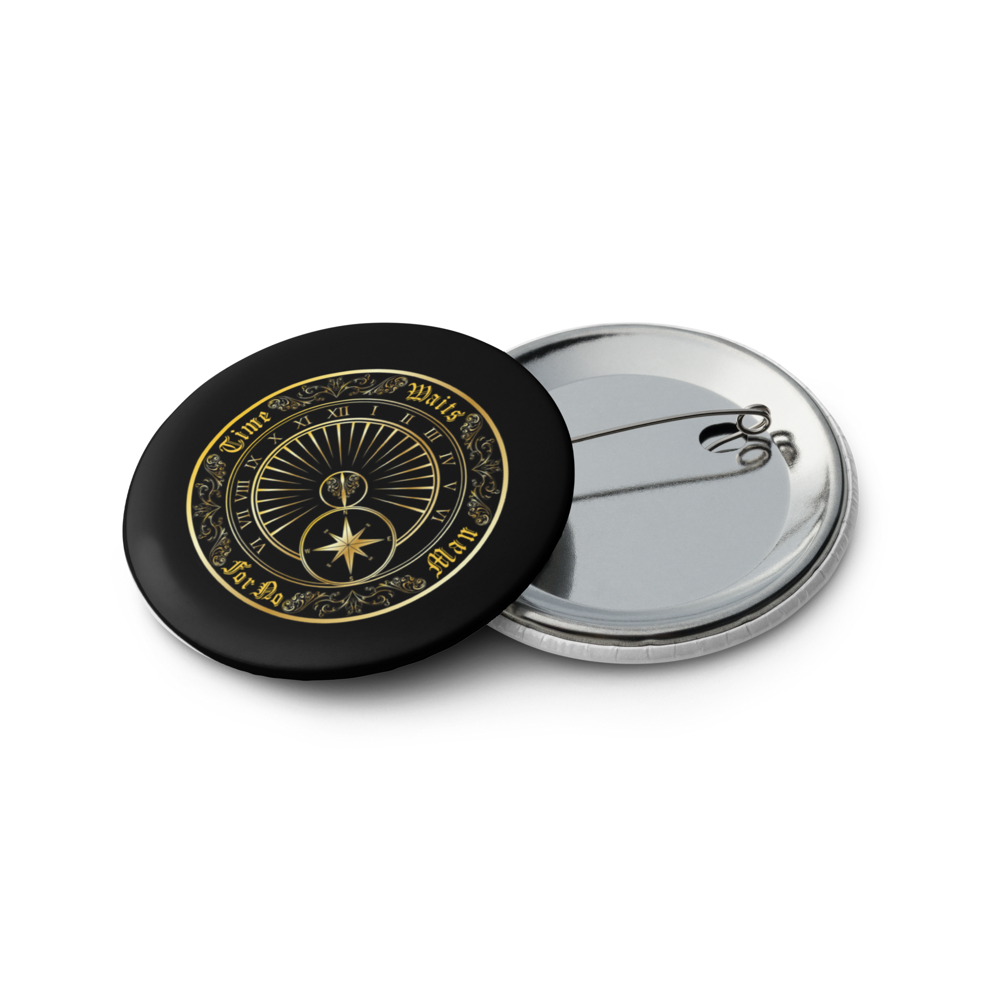 Time Waits For No Man "Sundial" Set of (5) Buttons - Mainstay Entertainment