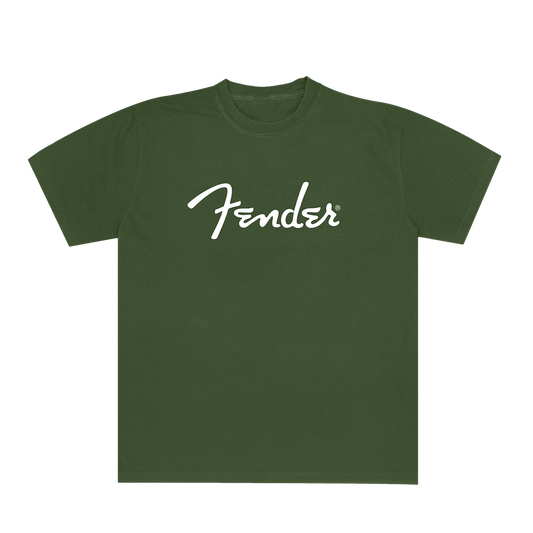 Fender "Spaghetti Logo" Military Green Shirt