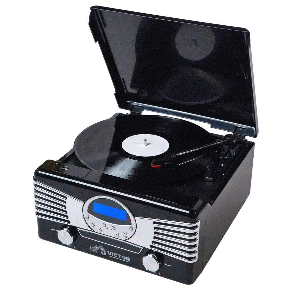 Victor Diner 7-in-1 Turntable Music Center with CD & MP3 Player and Bluetooth Function Jupiter Gear Home