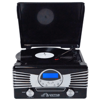Victor Diner 7-in-1 Turntable Music Center with CD & MP3 Player and Bluetooth Function Jupiter Gear Home