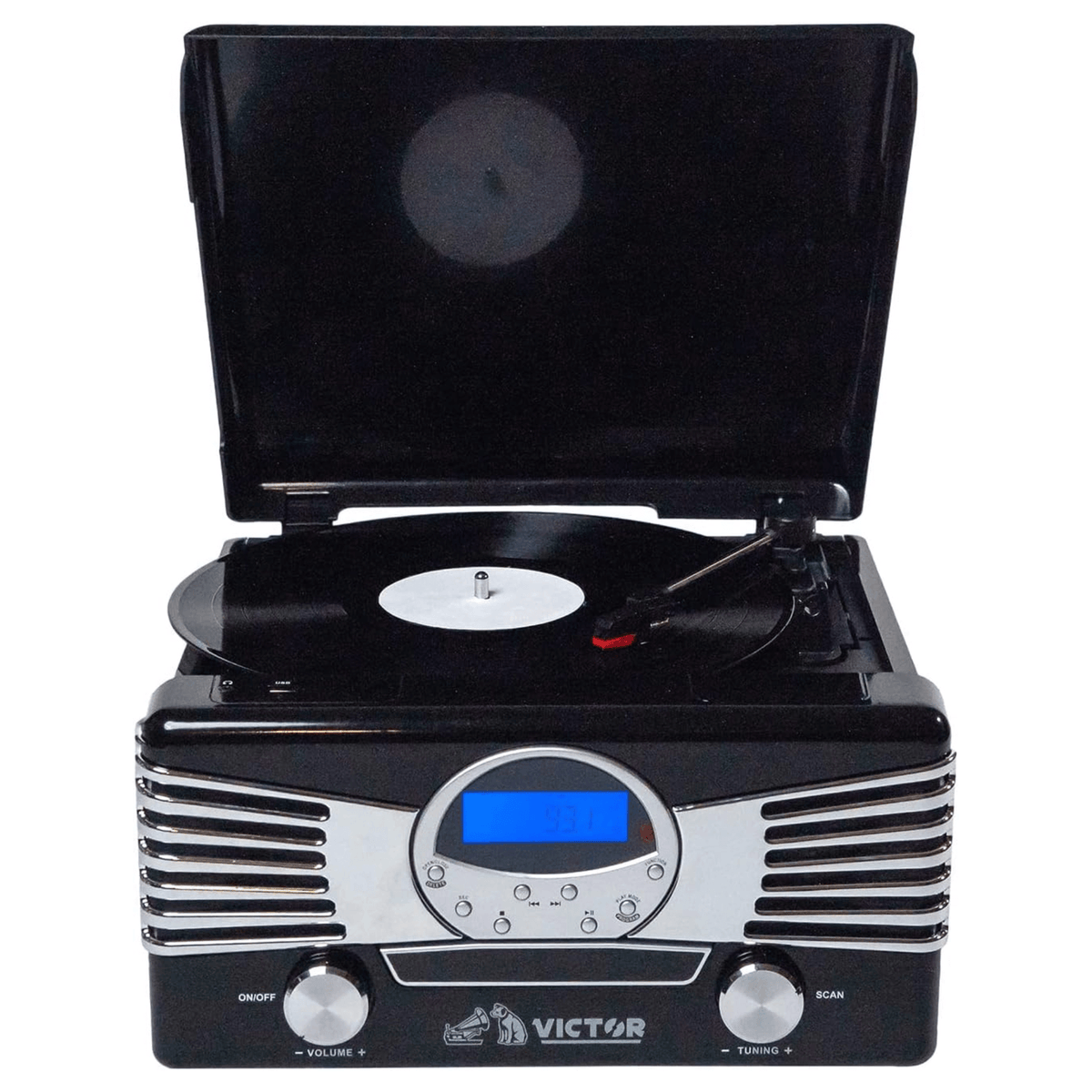 Victor Diner 7-in-1 Turntable Music Center with CD & MP3 Player and Bluetooth Function Jupiter Gear Home