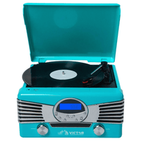 Victor Diner 7-in-1 Turntable Music Center with CD & MP3 Player and Bluetooth Function Jupiter Gear Home