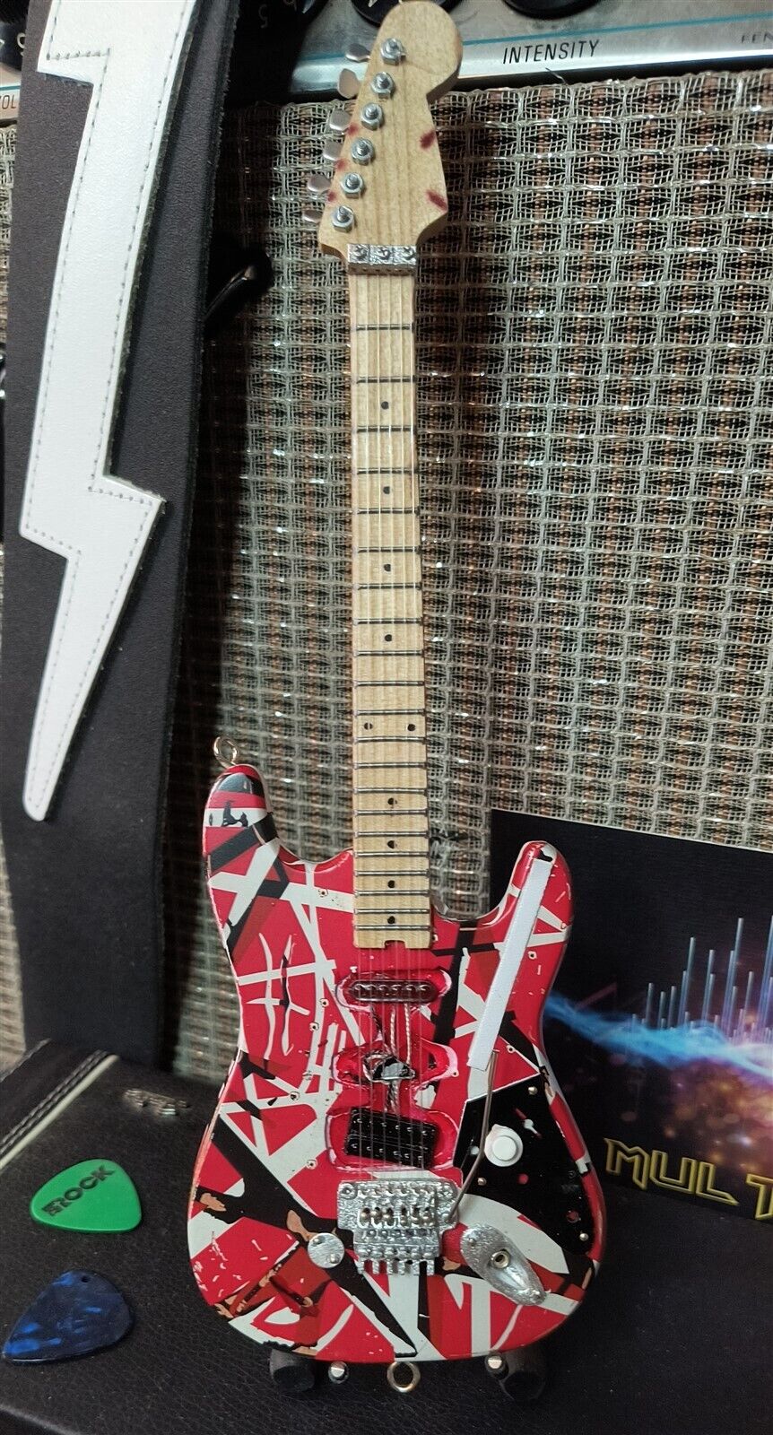 Van Halen "EVH - Frankenstein" Red & White Licensed Mini Guitar - Mainstay Entertainment