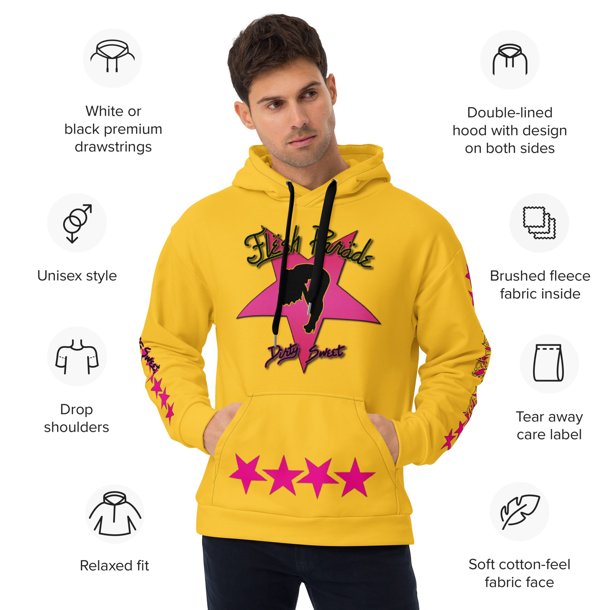 Flesh Parade "Dirty Sweet" Yellow Pullover Hoodie