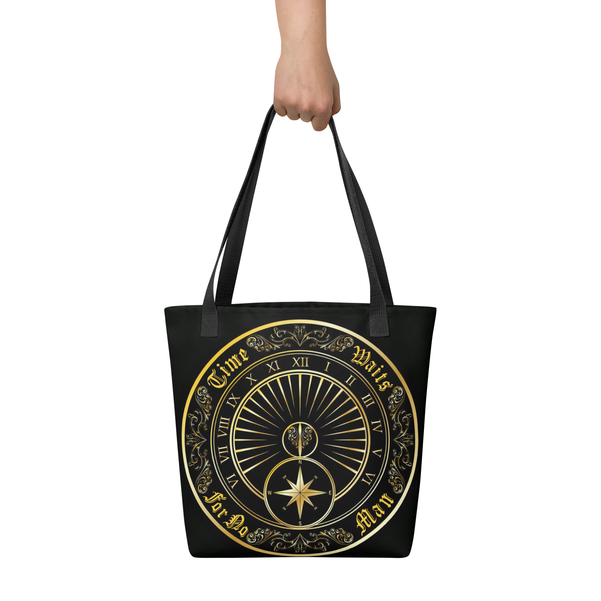 Time Waits For No Man "Sundial" Tote Bag