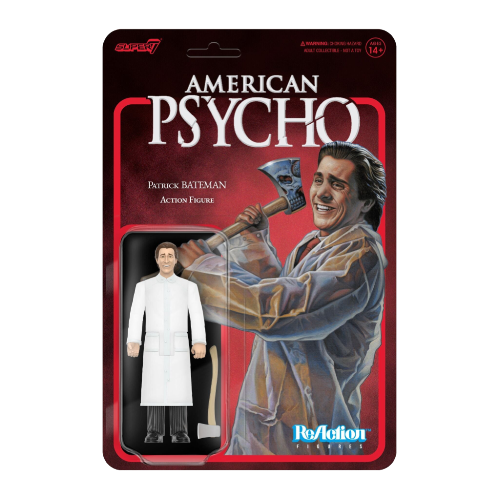 Super7 x AMERICAN PSYCHO - PATRICK BATEMAN - RAINCOAT  ReAction Figure
