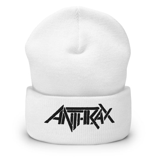 Anthrax - Black on White Cuffed HD Embroidered Beanie HYPER iCONiC.