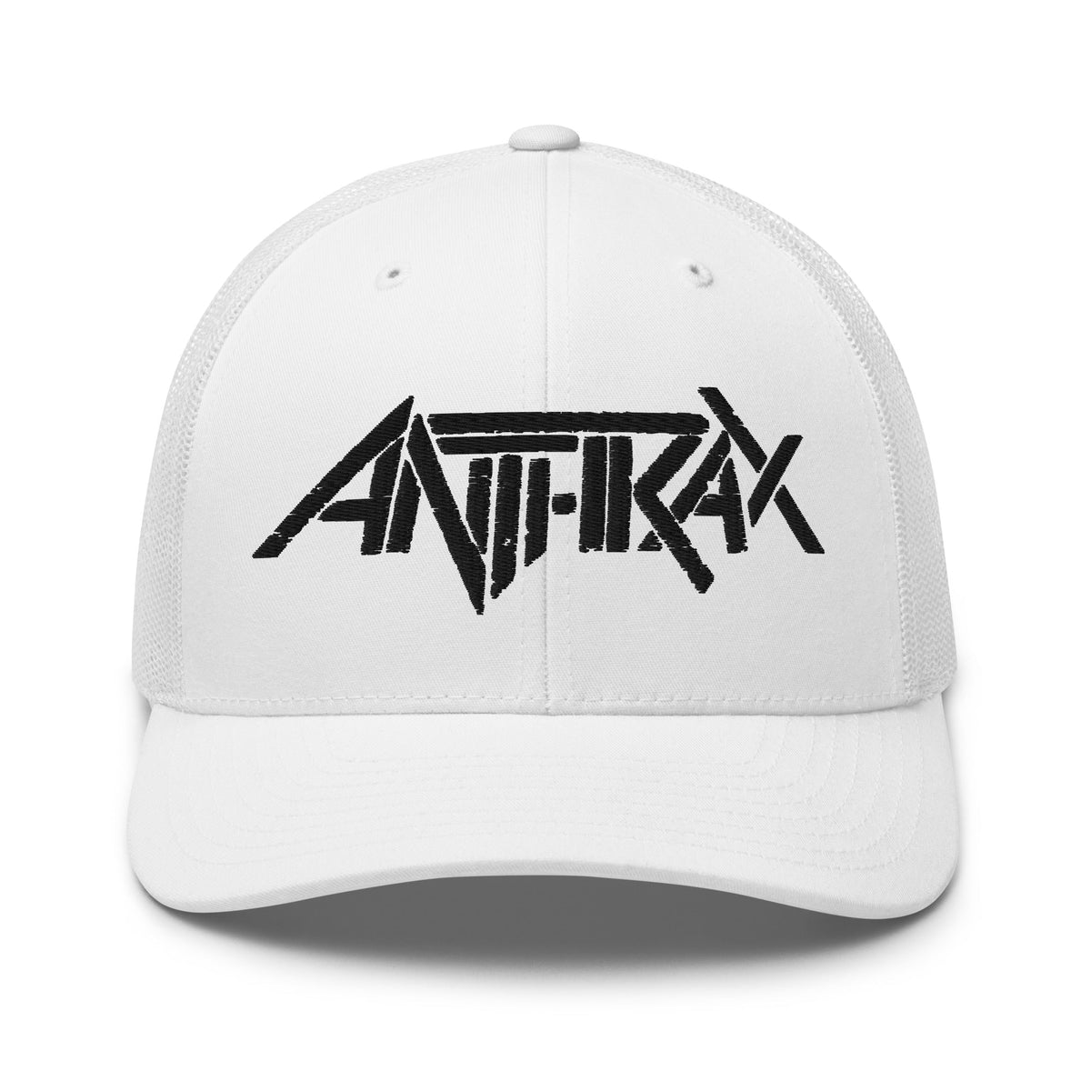 Anthrax - Black on White Trucker HD Embroidered Hat HYPER iCONiC.