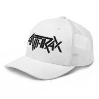 Anthrax - Black on White Trucker HD Embroidered Hat HYPER iCONiC.