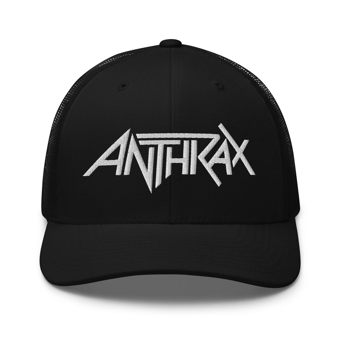 Anthrax - White on Black Trucker HD Embroidered Hat HYPER iCONiC.