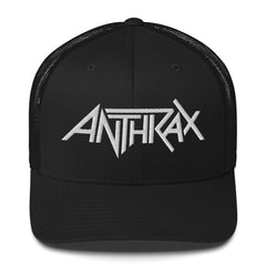 Anthrax - White on Black Trucker HD Embroidered Hat