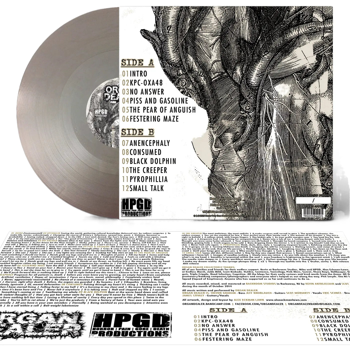 ORGAN DEALER - Visceral Infection LP (Metallic Silver) LTD To 141 Horror Pain Gore Death Productions Shop