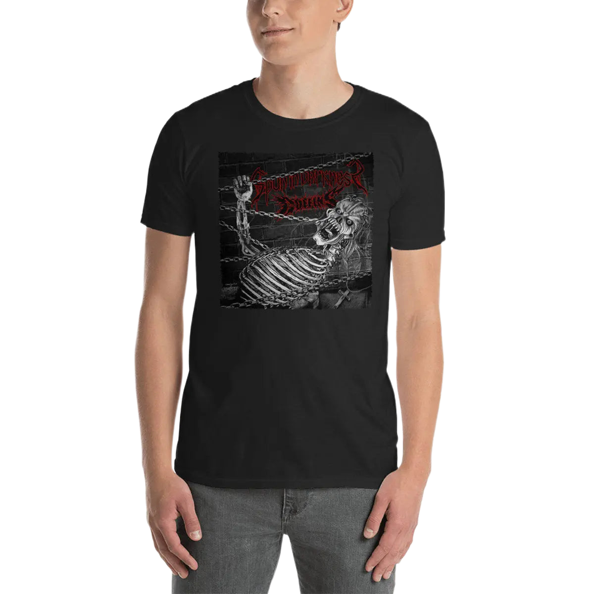 COFFINS / SPUN IN DARKNESS - Split (Original Artwork) T-Shirt Horror Pain Gore Death Productions Shop