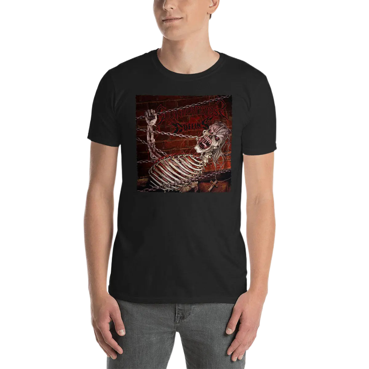 COFFINS / SPUN IN DARKNESS - Split (Repress Artwork) T-Shirt Horror Pain Gore Death Productions Shop