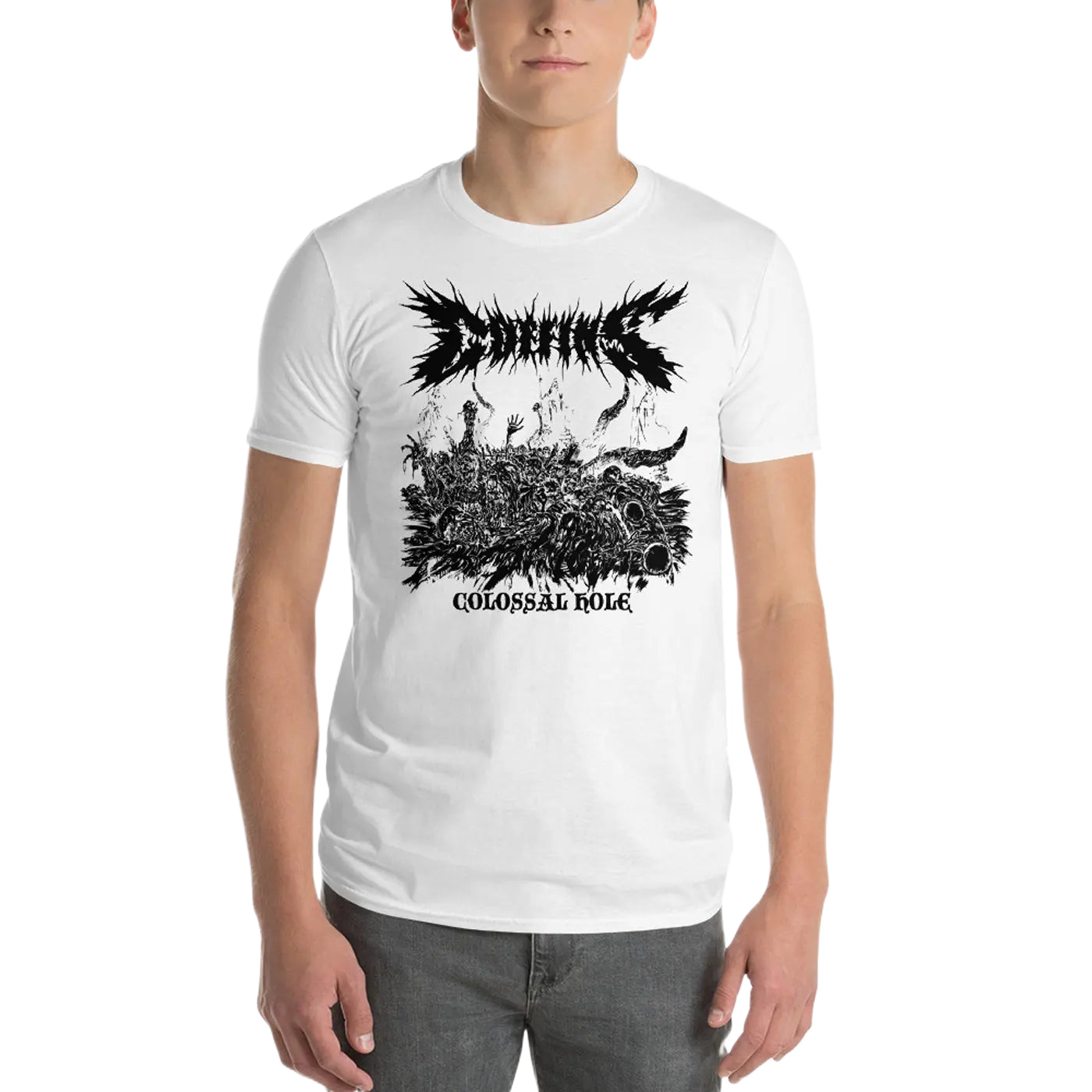 COFFINS - Colossal Hole White T-Shirt Horror Pain Gore Death Productions Shop