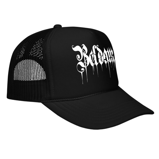 BELDAM - Logo Trucker Hat Horror Pain Gore Death Productions Shop
