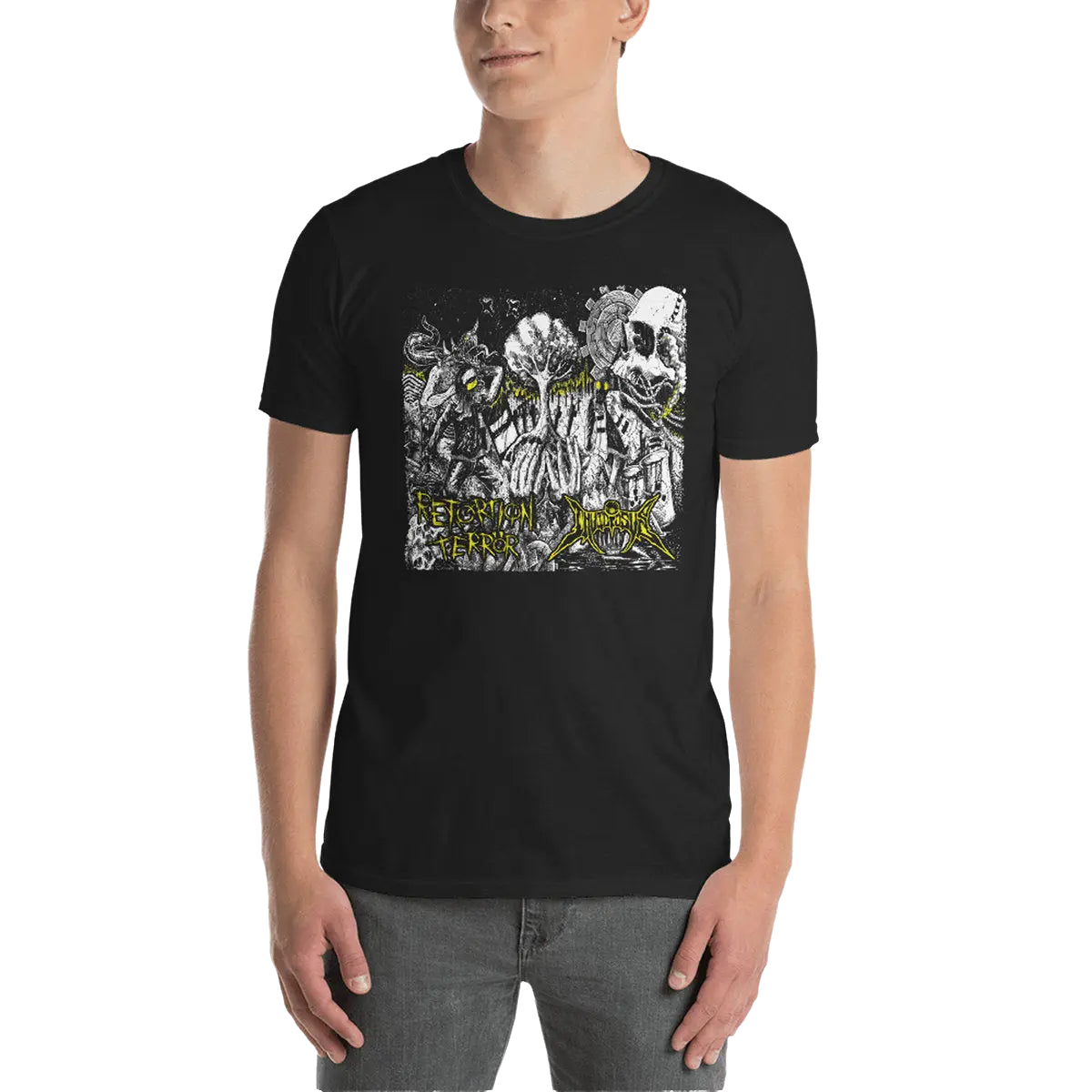 RETORTION TERROR / INVIDIOSUS - Split T-Shirt Horror Pain Gore Death Productions Shop