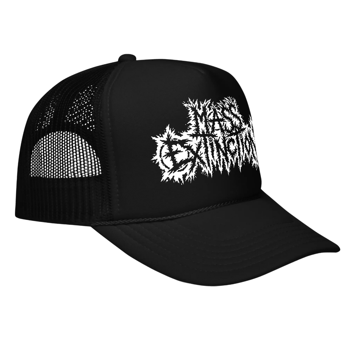 MASS EXTINCTION - Logo Trucker Hat Horror Pain Gore Death Productions Shop