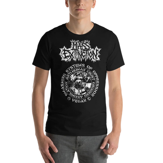 MASS EXTINCTION - Smashing Systems Of Oppression T-Shirt Horror Pain Gore Death Productions Shop