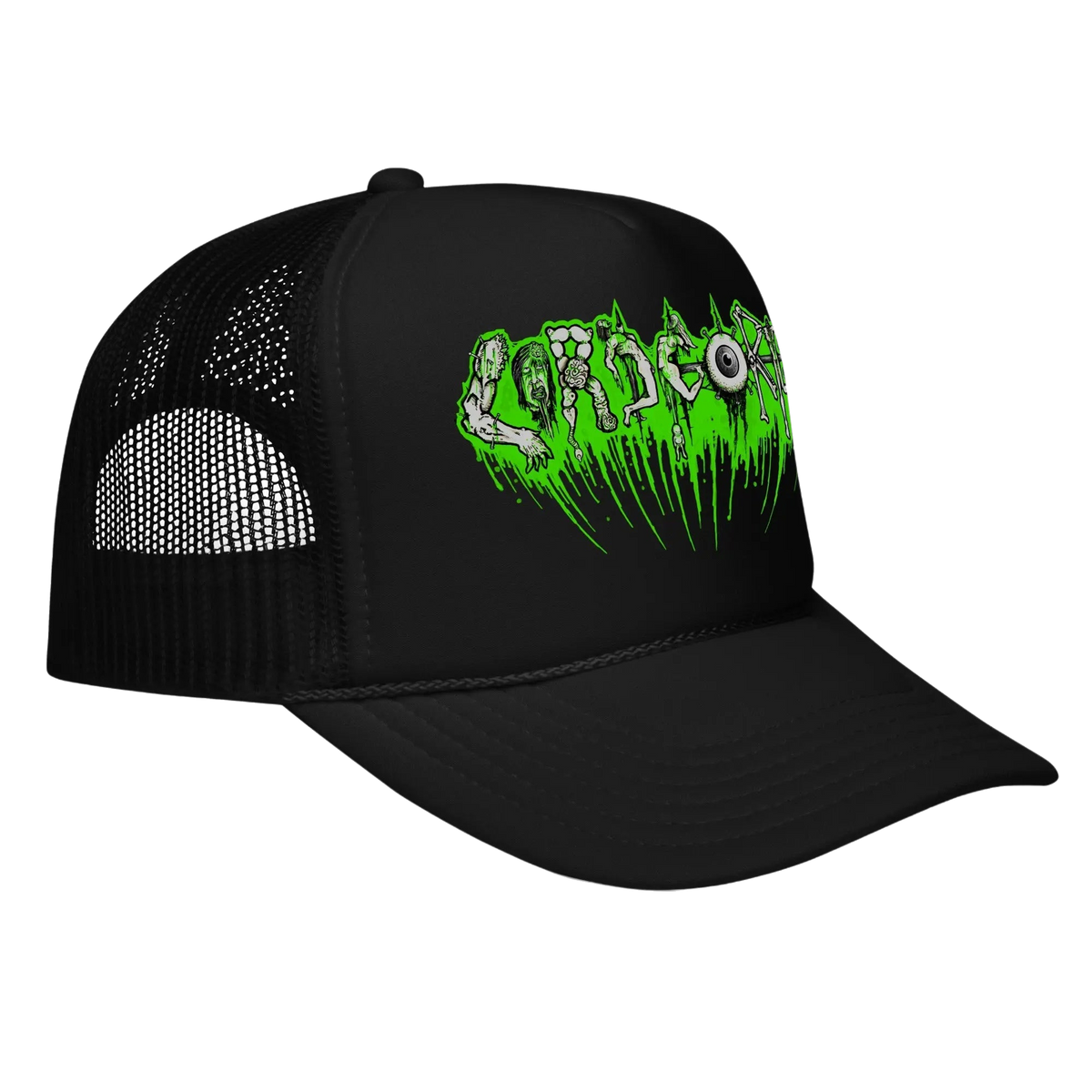 LORD GORE - Green Logo Trucker Hat Horror Pain Gore Death Productions Shop