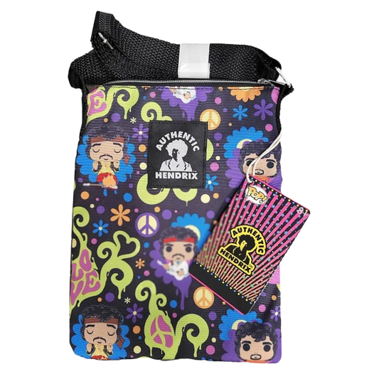 Funko Pop Jimi Hendrix Love and Flowers Crossbody Passport Bag Rock Movie Heroes