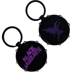 Black Sabbath Wavy Logo & Daemon Drum Keychain Keyring