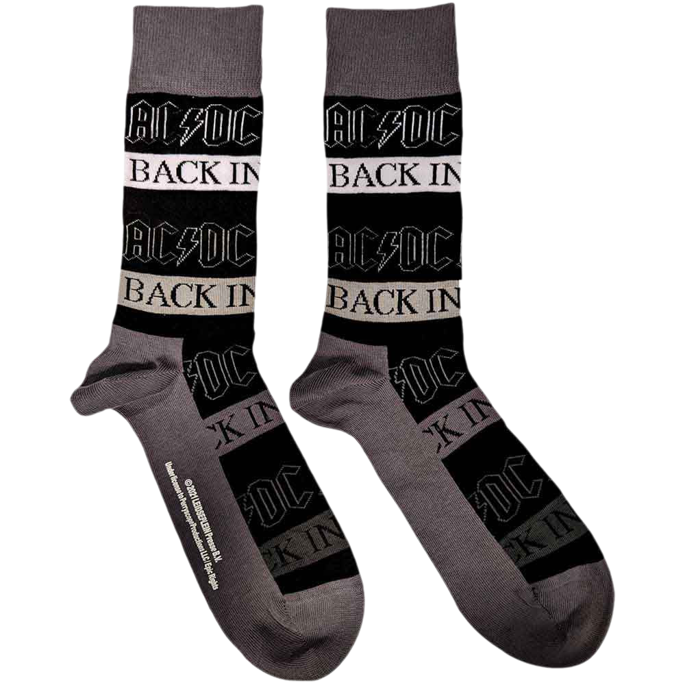 AC/DC - Back in Black Unisex Ankle Socks 7.5 - 11.5 Rock Movie Heroes