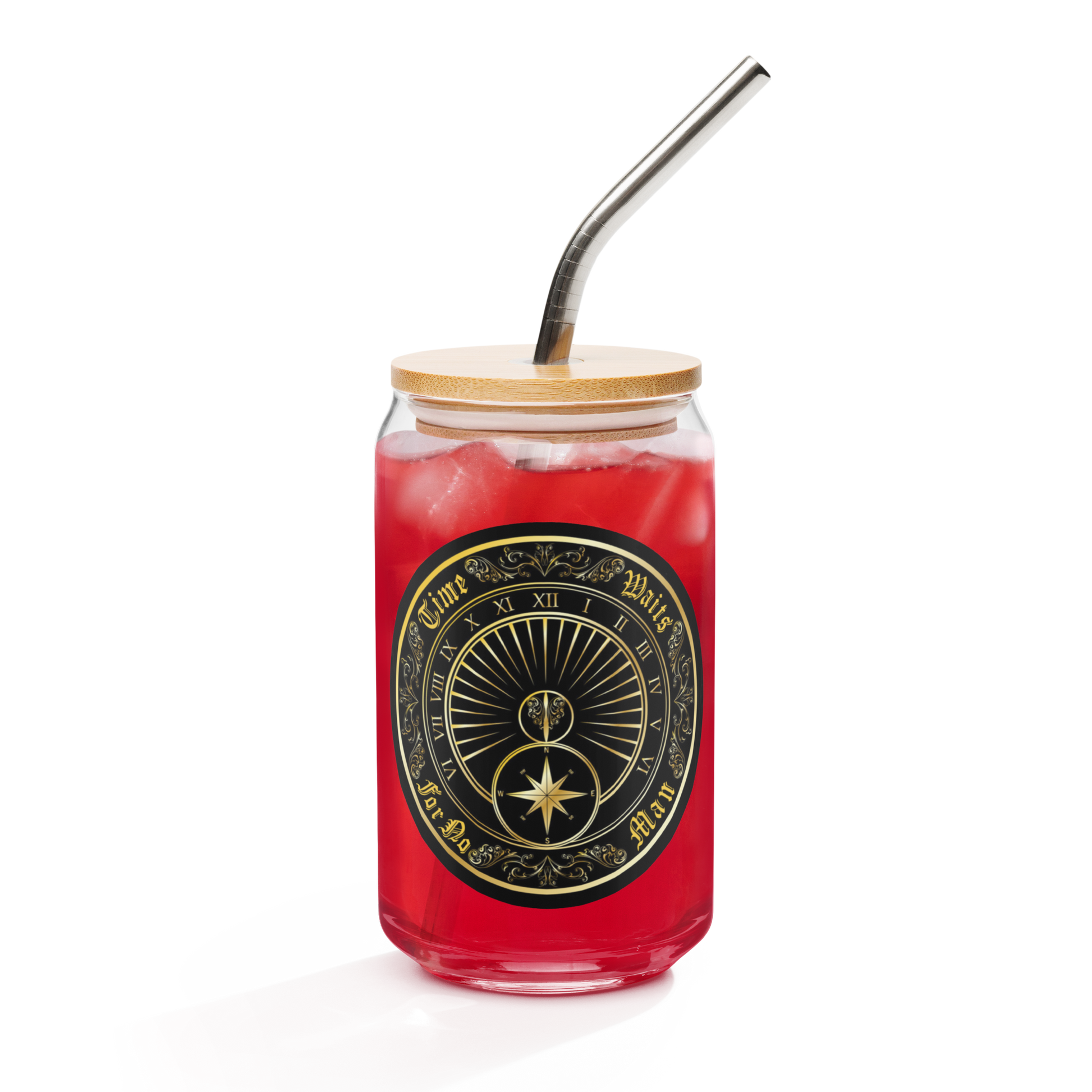 Time Waits For No Man "Sundial" Can-Shaped Glass