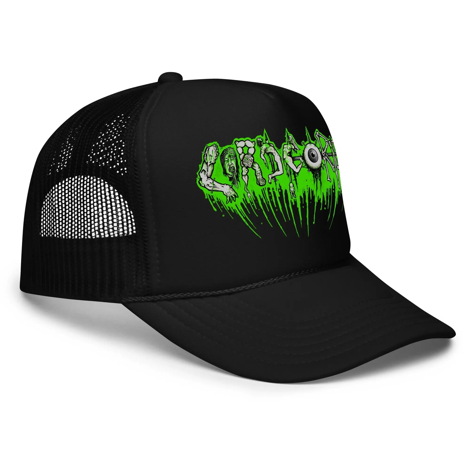 LORD GORE - Green Logo Trucker Hat Horror Pain Gore Death Productions Shop