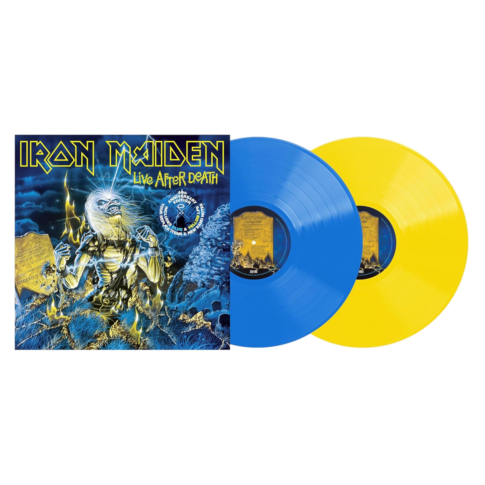 Iron Maiden "Live After Death: 40th Anniversary Edition" Limited Edition Blue & Yellow 2xLP Vinyl