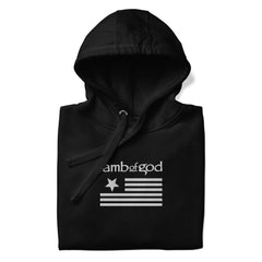 Lamb of God - White on Black American Flag HD Embroidered Hoodie