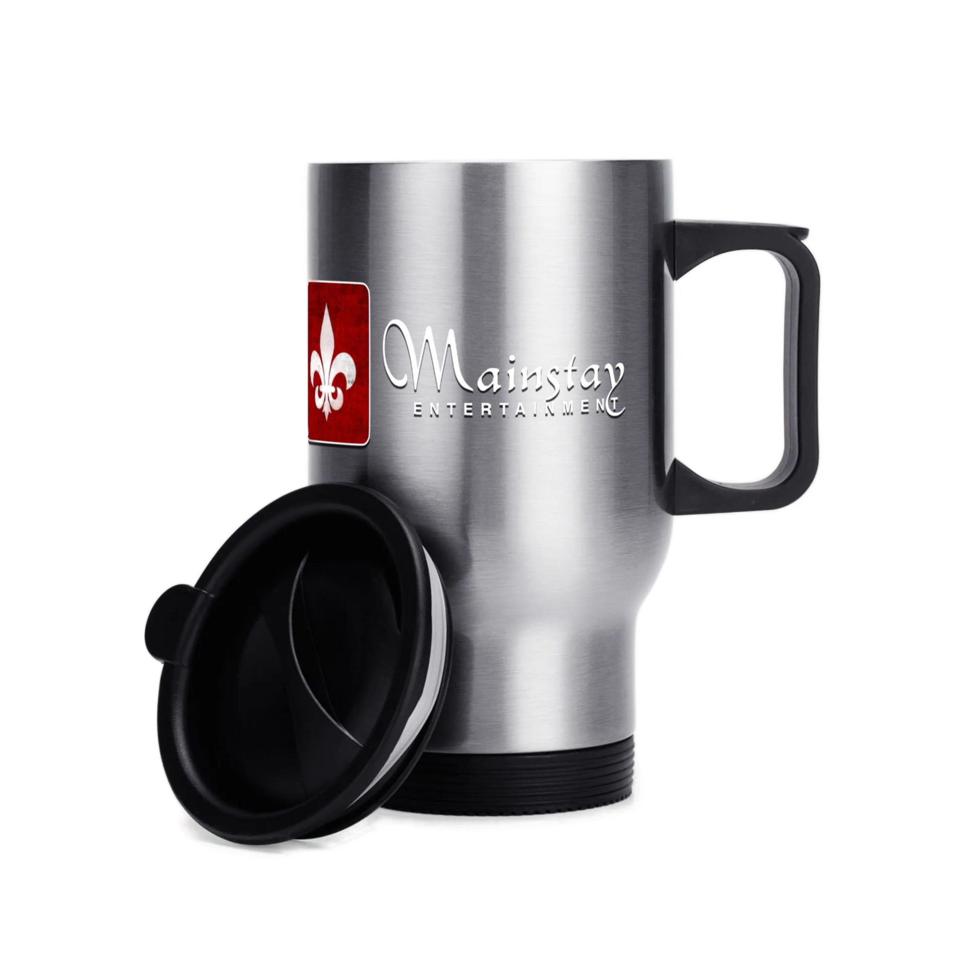 Mainstay Entertainment "Fleur de Lis Logo" 14 oz. Travel Mug