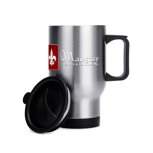 Mainstay Entertainment "Fleur de Lis Logo" 14 oz. Travel Mug