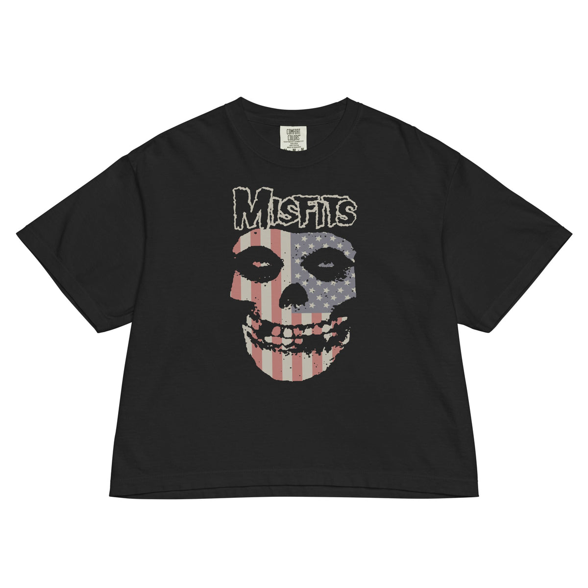 Misfits - USA Skull Mineral Wash Womens Crop Top HYPER iCONiC.