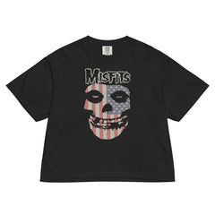 Misfits - USA Skull Mineral Wash Womens Crop Top