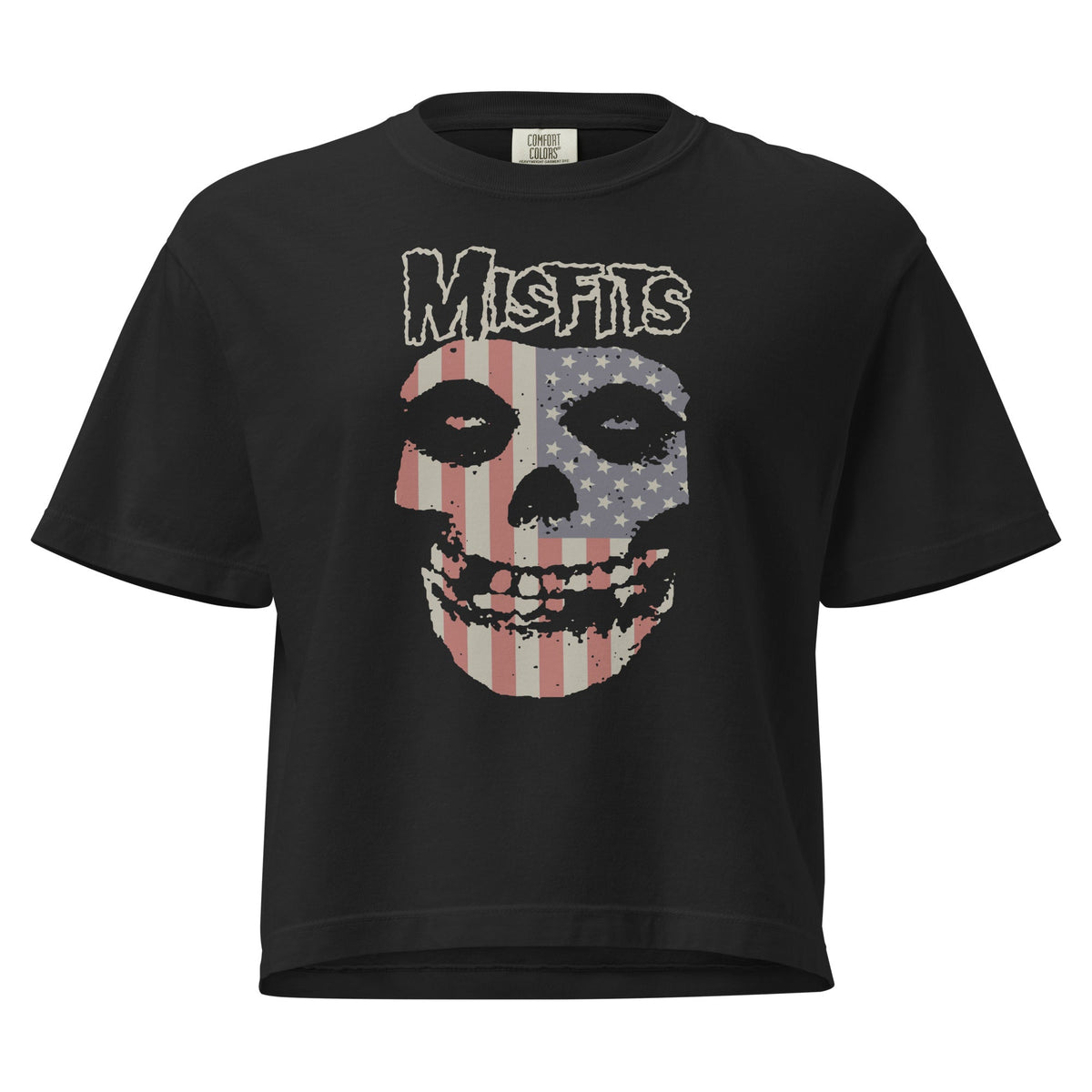 Misfits - USA Skull Mineral Wash Womens Crop Top HYPER iCONiC.