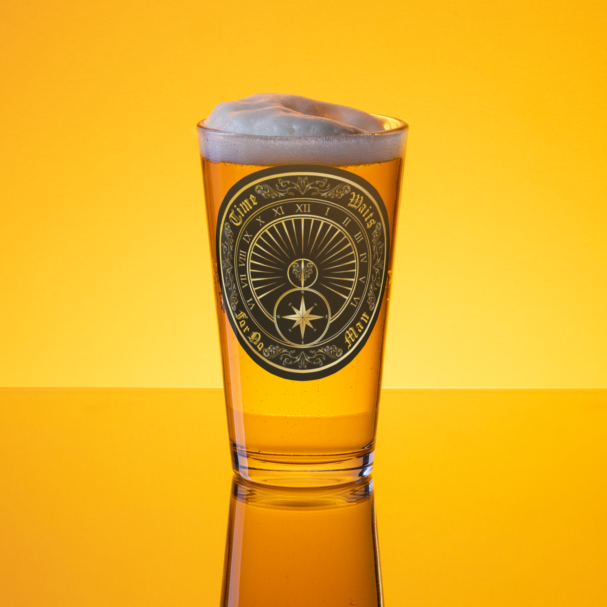 Time Waits For No Man "Sundial" Pint Glass