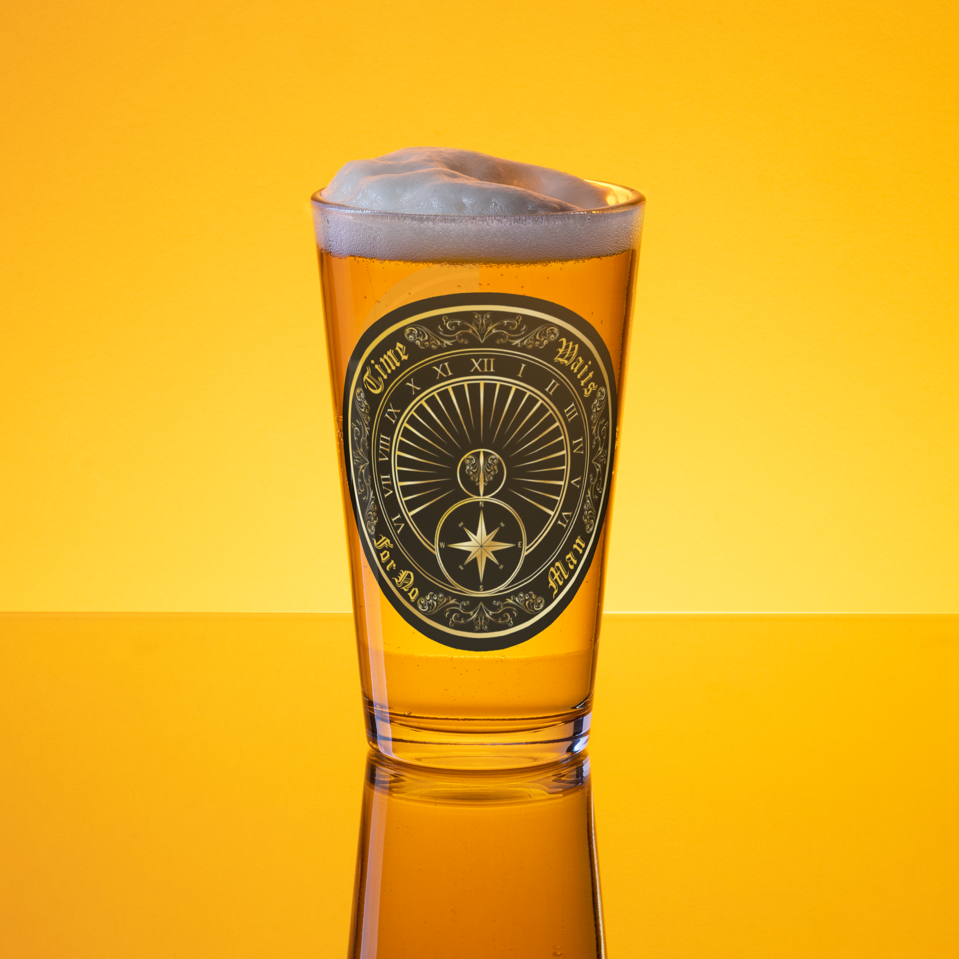Time Waits For No Man "Sundial" Pint Glass