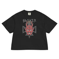 Slayer - Devils Horns Mineral Wash Womens Crop Top HYPER iCONiC.
