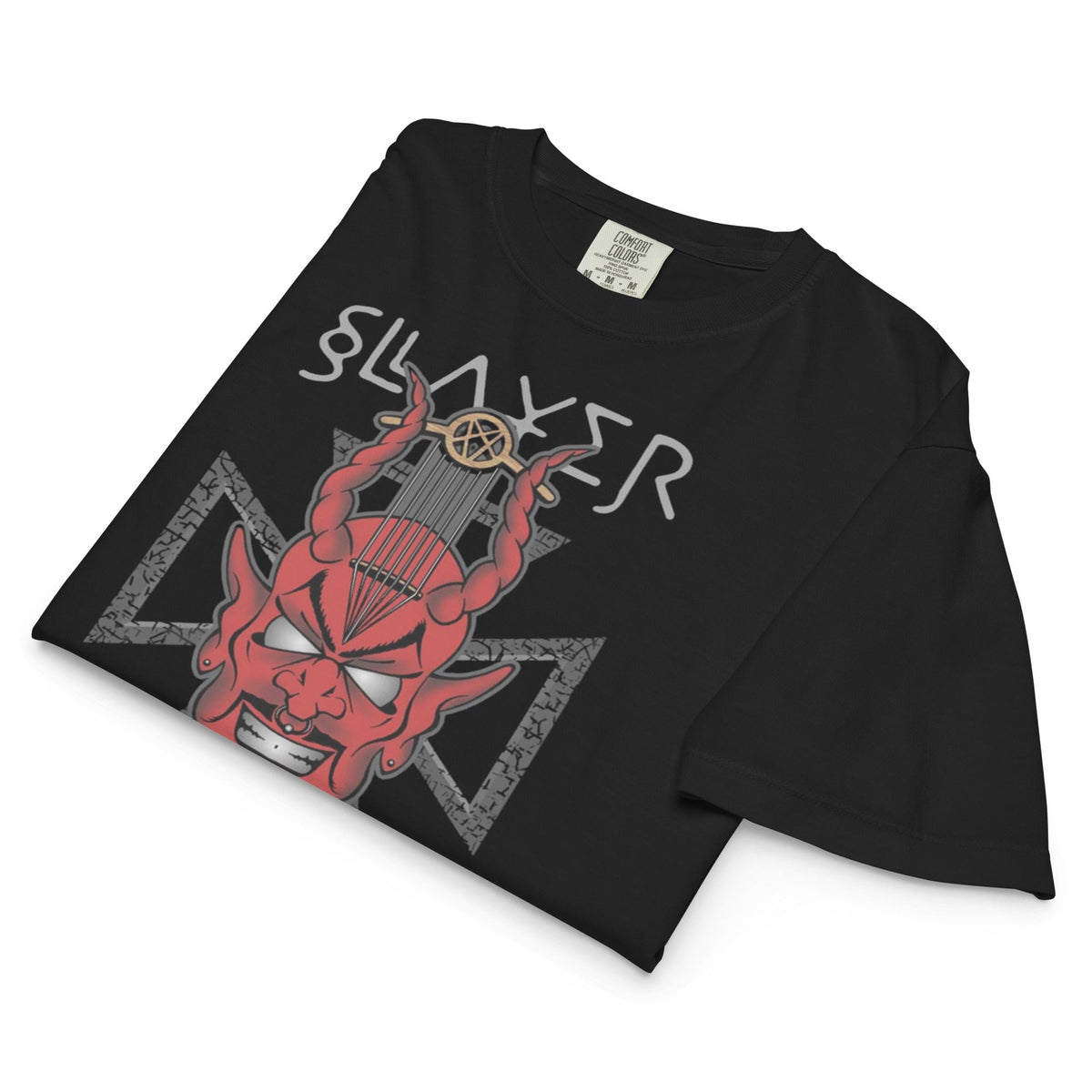 Slayer - Devils Horns Mineral Wash Womens Crop Top HYPER iCONiC.